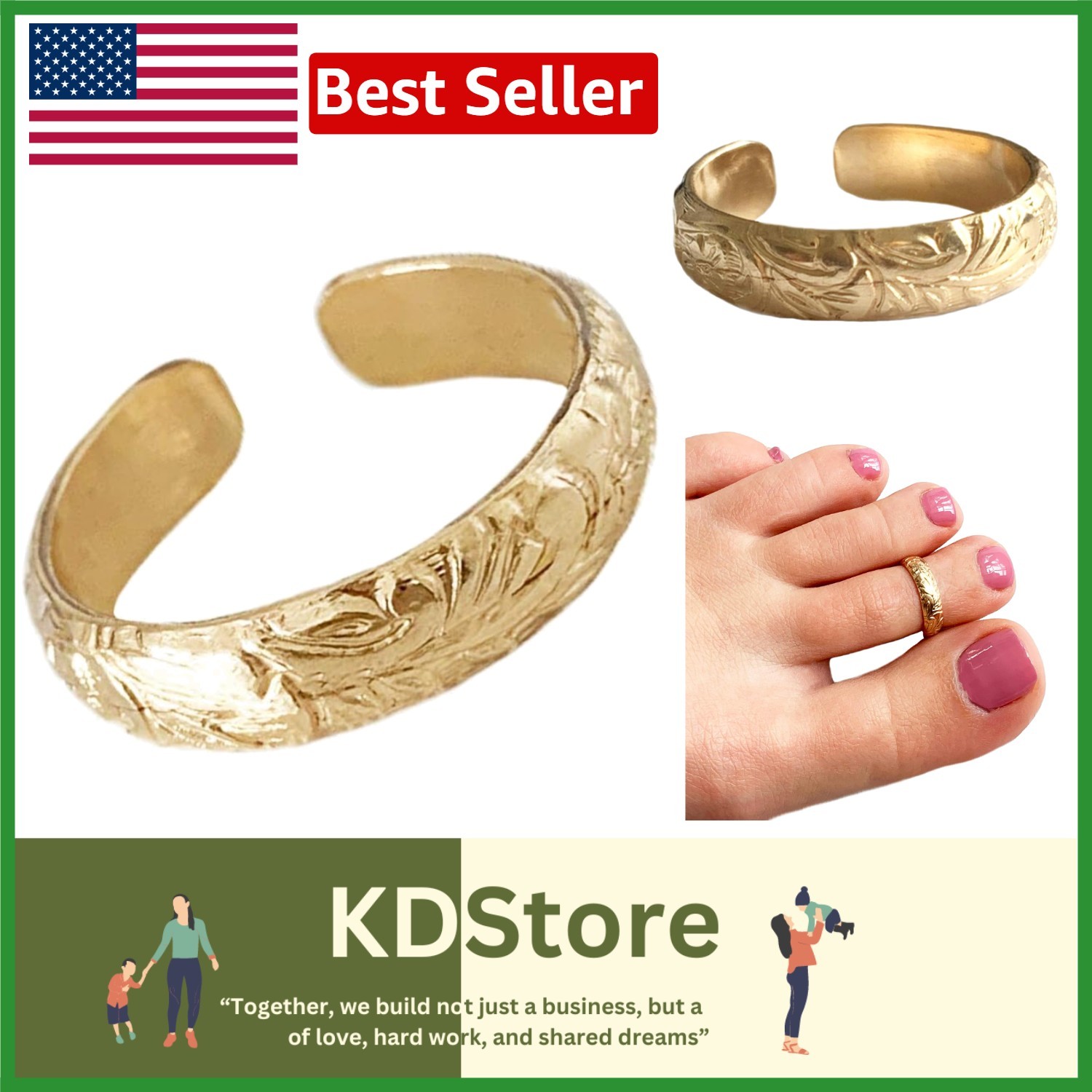 Tropical 14K Gold-Filled Adjustable Toe Ring - Unisex, Durable, & Stylish
