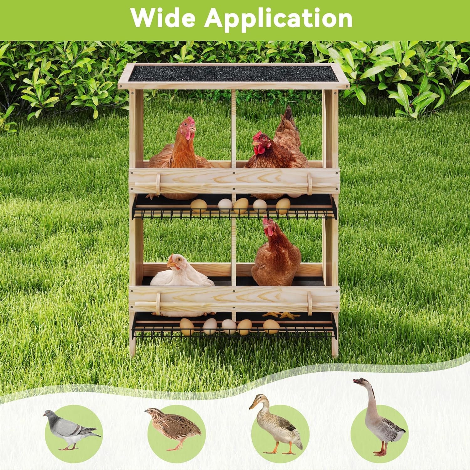 Nesting Boxes for Chicken 2-Tire Roll-Away Egg Waterproof Wooden