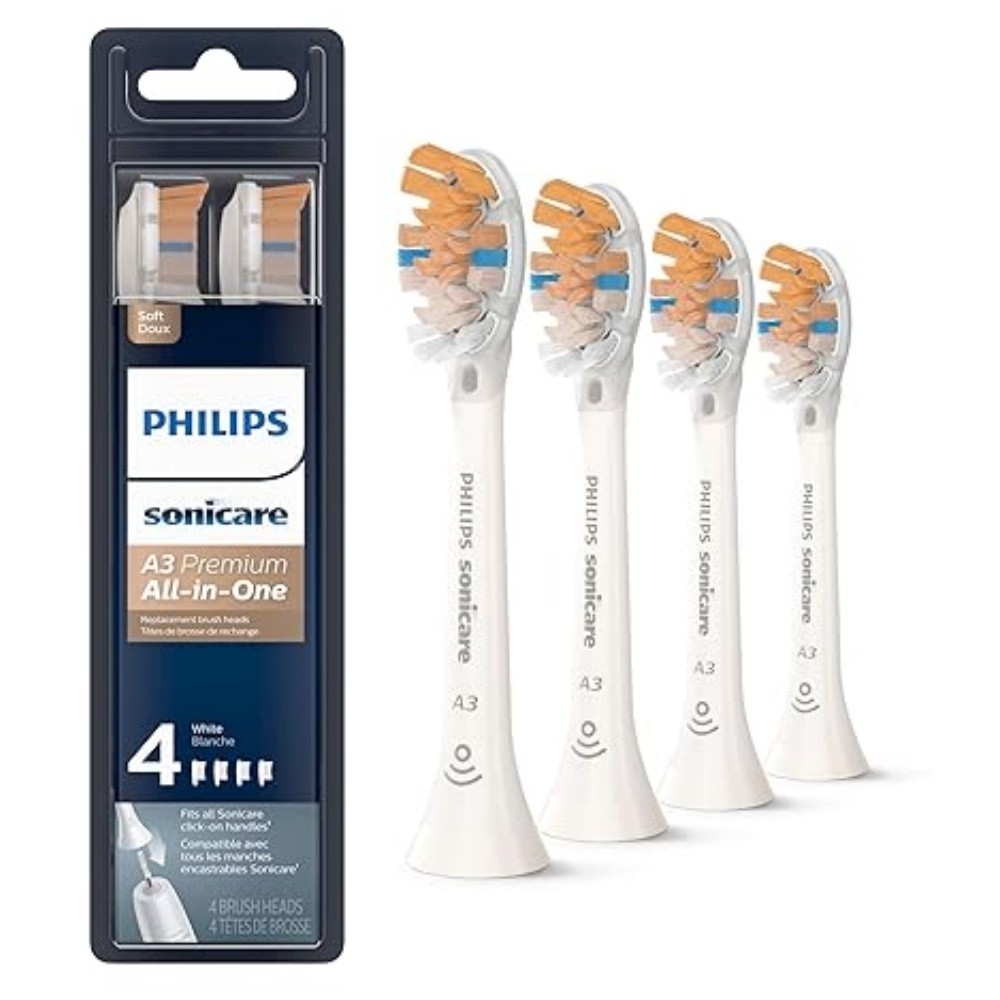 4-Pack Genuine Philip A3 Premium All-in-One Sonic Toothbrush Replacement White