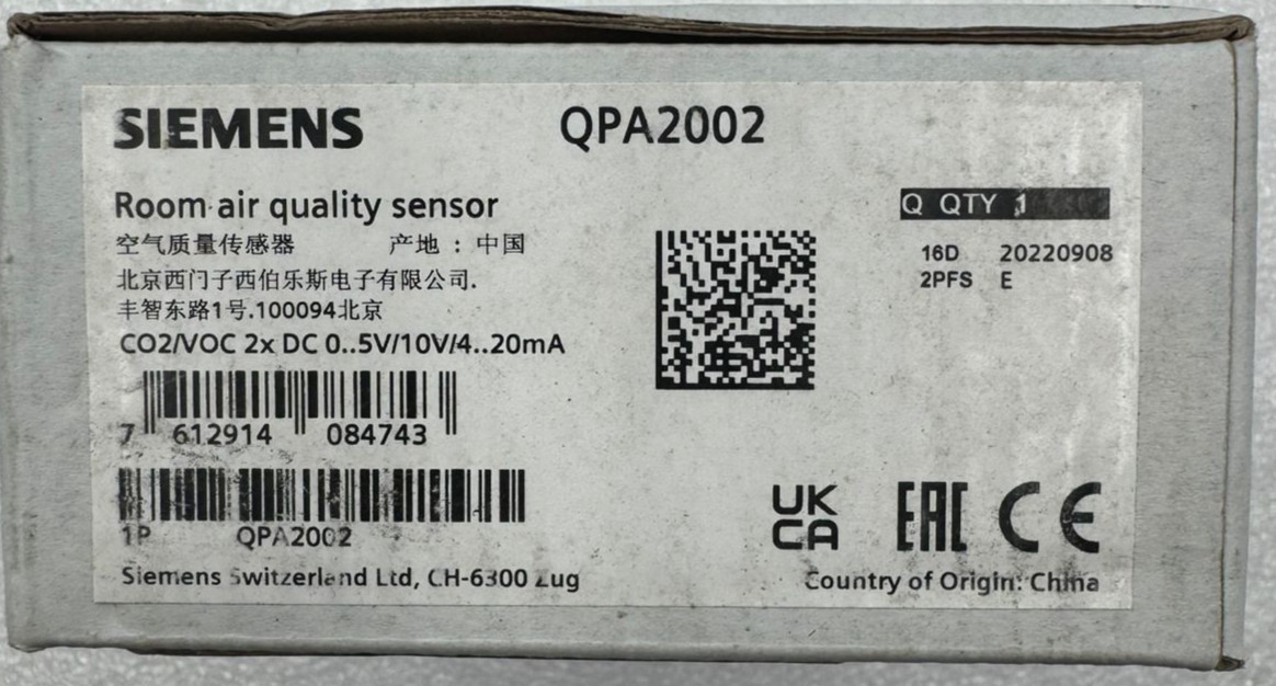 Siemens QPA2002 Room Air Quality Sensor