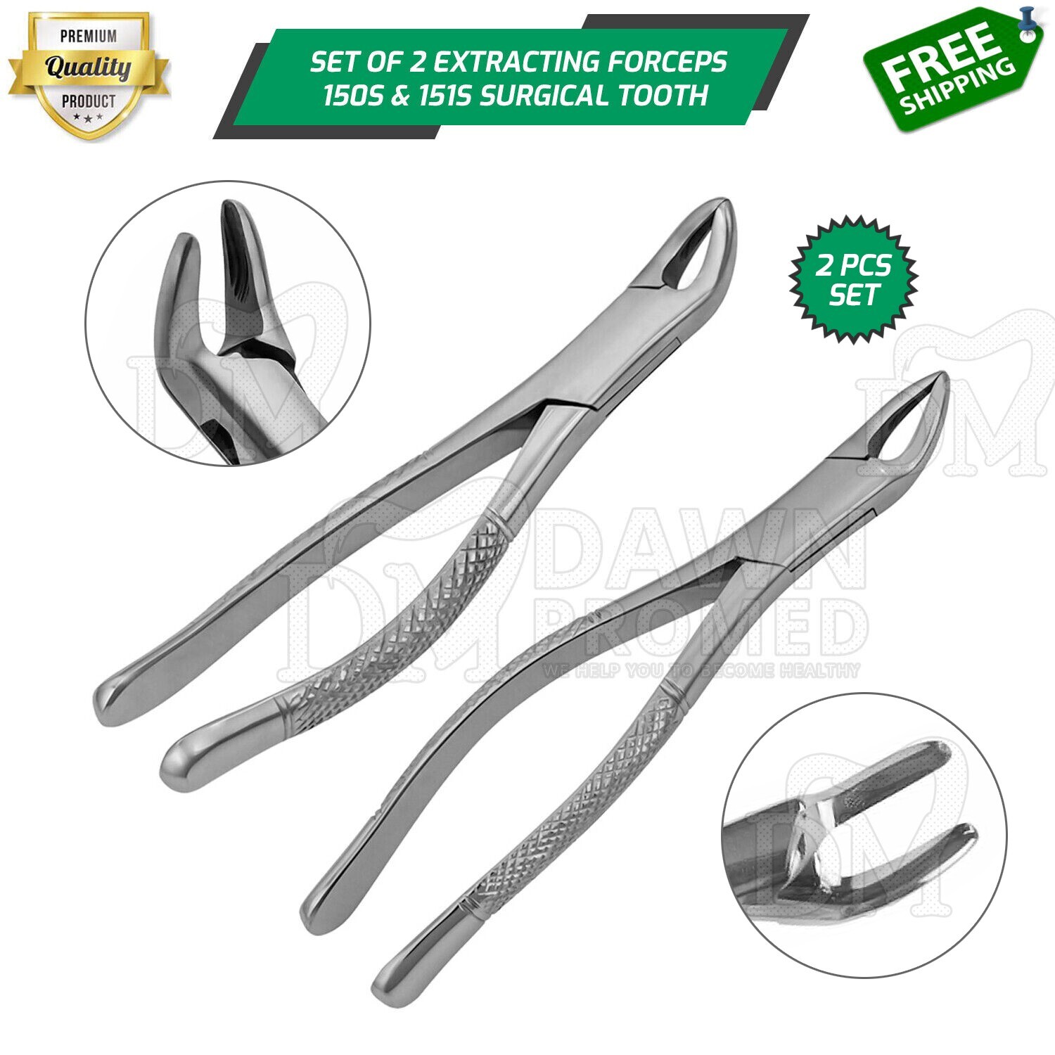 Dental Extracting Forceps 150s & 151s Surgical Extraction Tools Set German Grade