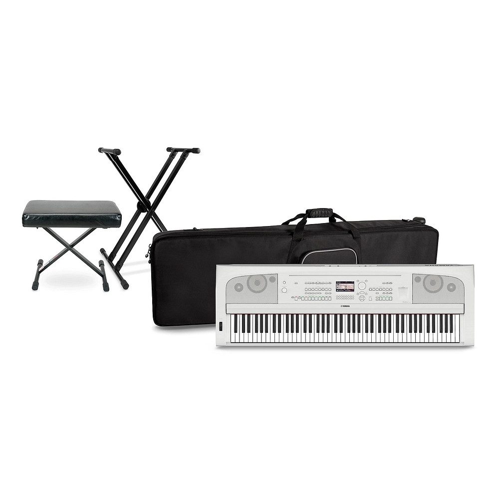Yamaha DGX670 88key Arranger Piano Package wSoft CaseBenchStand White