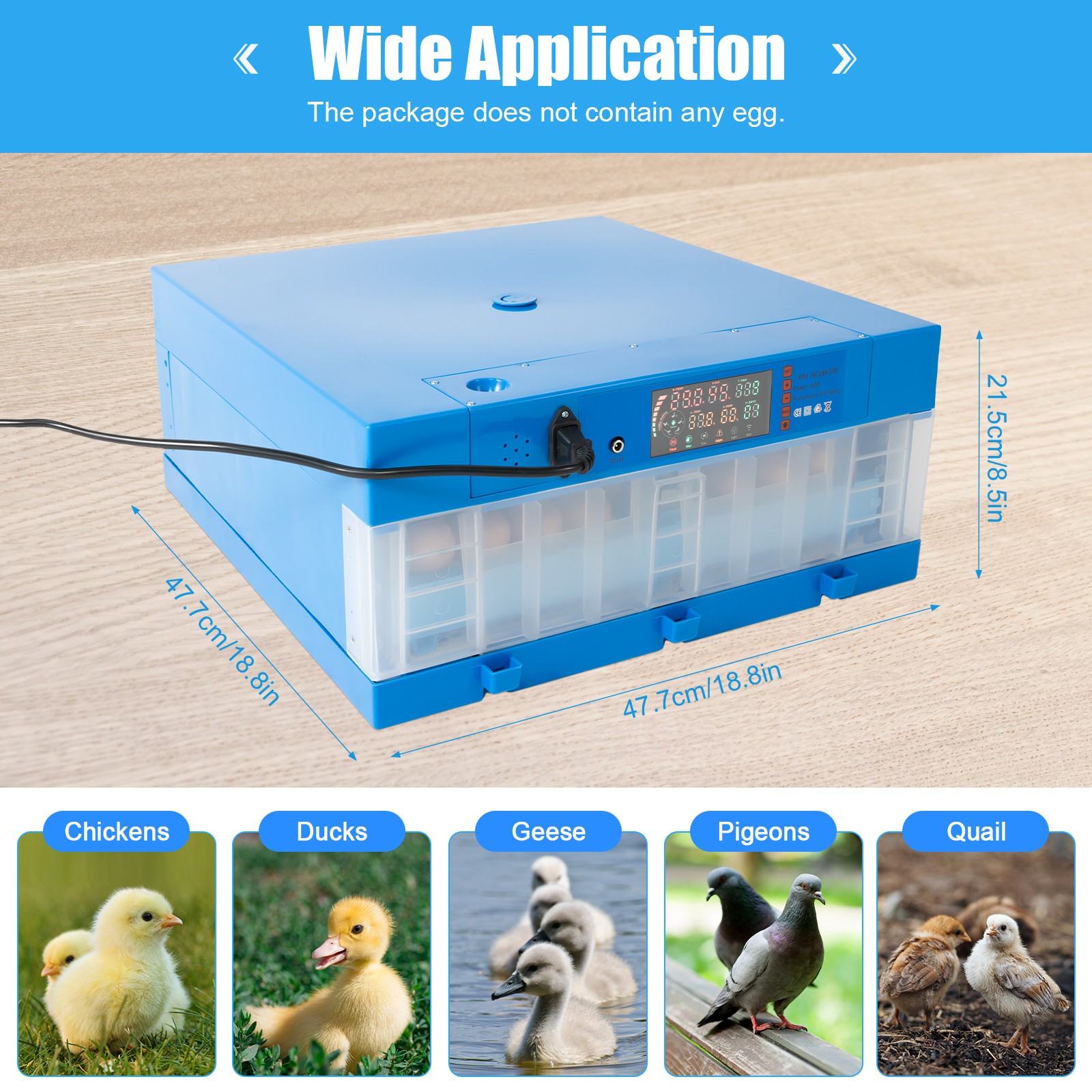 48 Eggs Incubator Automatic Digital Chicken Egg Hatcher Temperature Control US