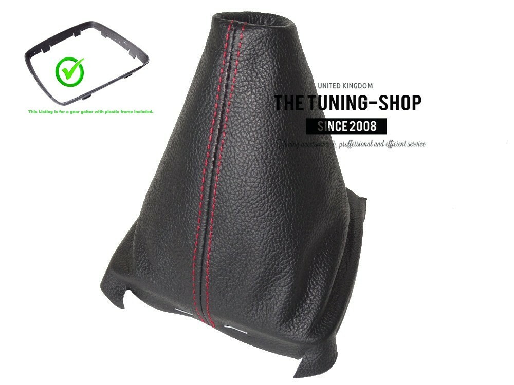 Shift Boot + Plastic Frame For Seat Leon MK3 2012-19 Leather Red Stitching