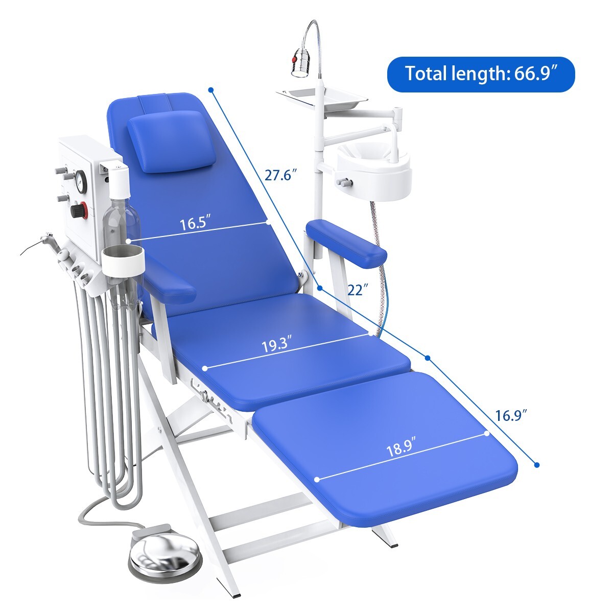 Dental Portable Mobile Foldable Chair+Rechargeable LED light+Water supply system