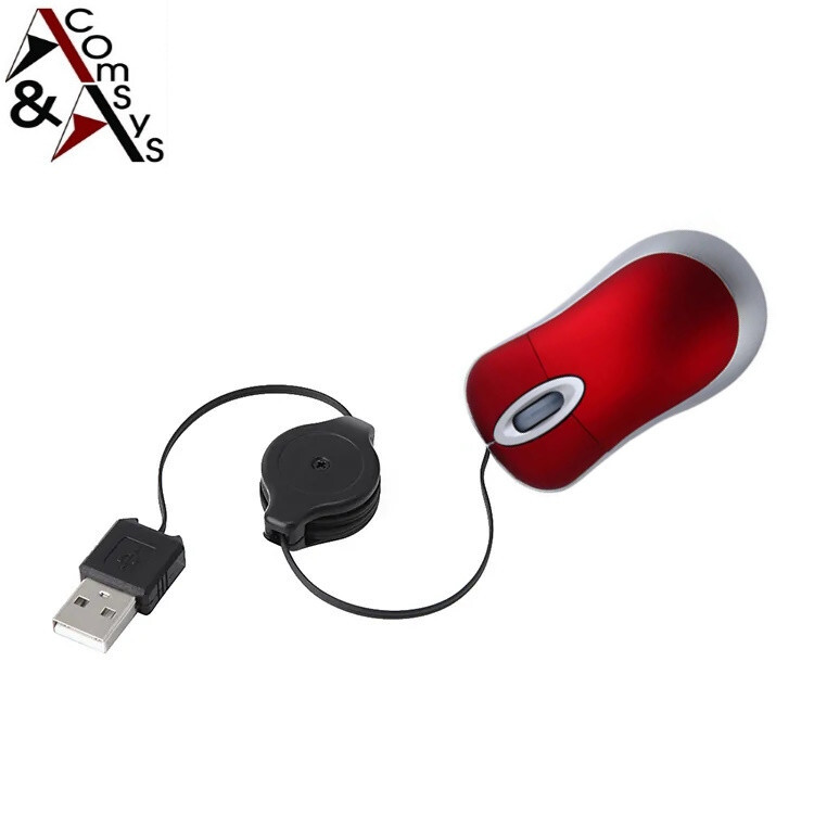 USB mini mouse optical design optical mouse PC laptop cable rollable red
