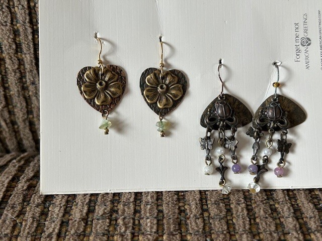 LOT of 2 Pair PIERCED EARRINGS Vintage- Dangles. CLASSY. Unique.