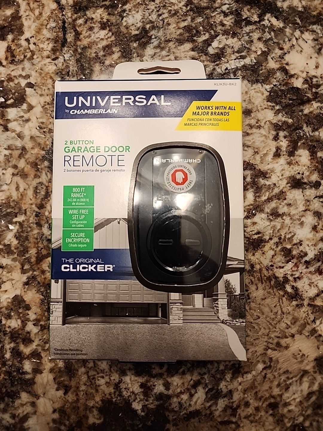 Universal by Chamberlain REMOTE 2 Button Garage Door Opener. New Open Box