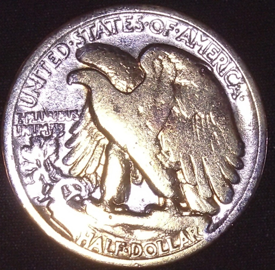 1918 WALKING LIBERTY HALF DOLLAR , PARTIALLY GOLD PLATED
