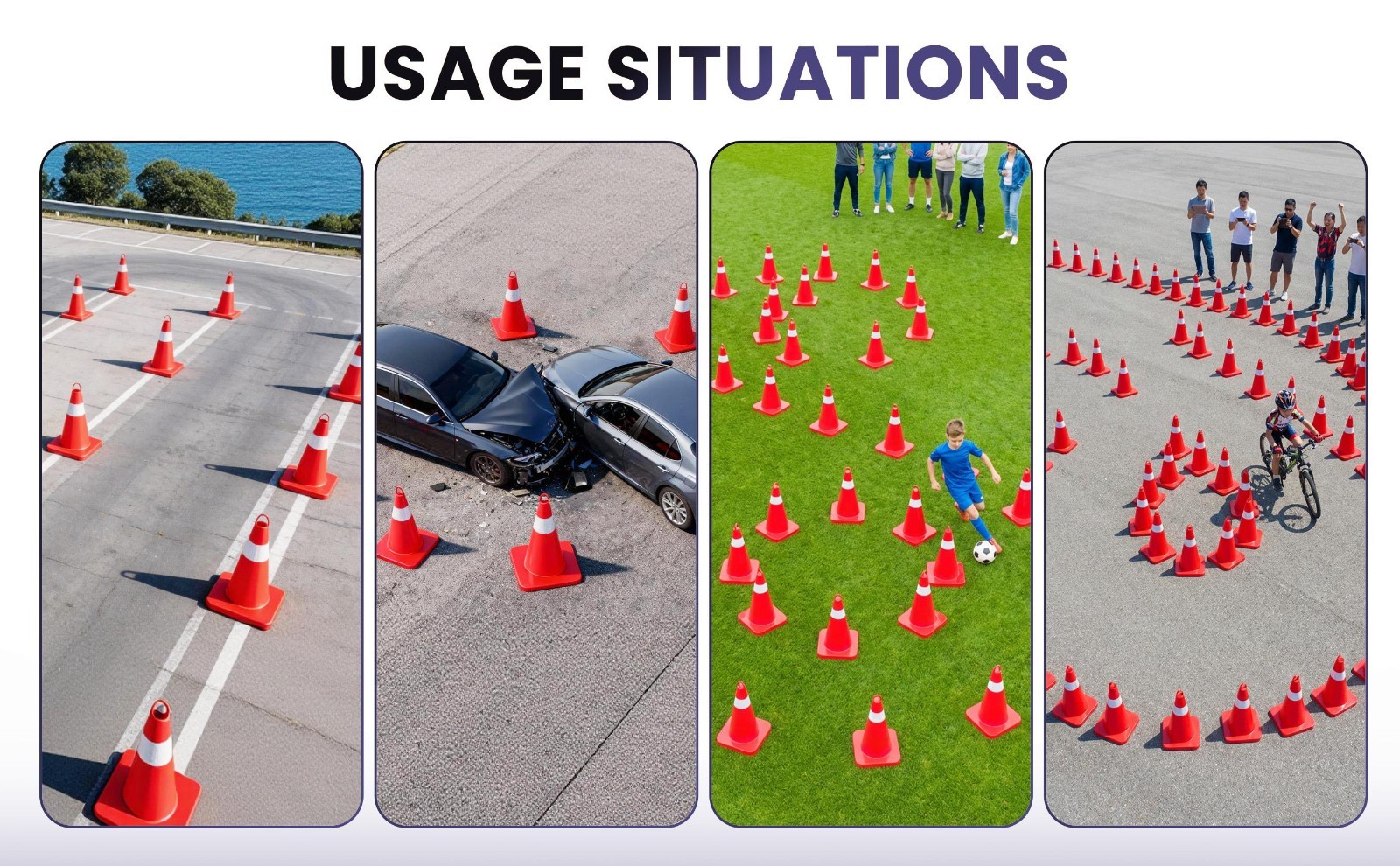 18in 20Pcs Traffic Safety Cone w/ Handle Stackable Design Road Cones w/Collar