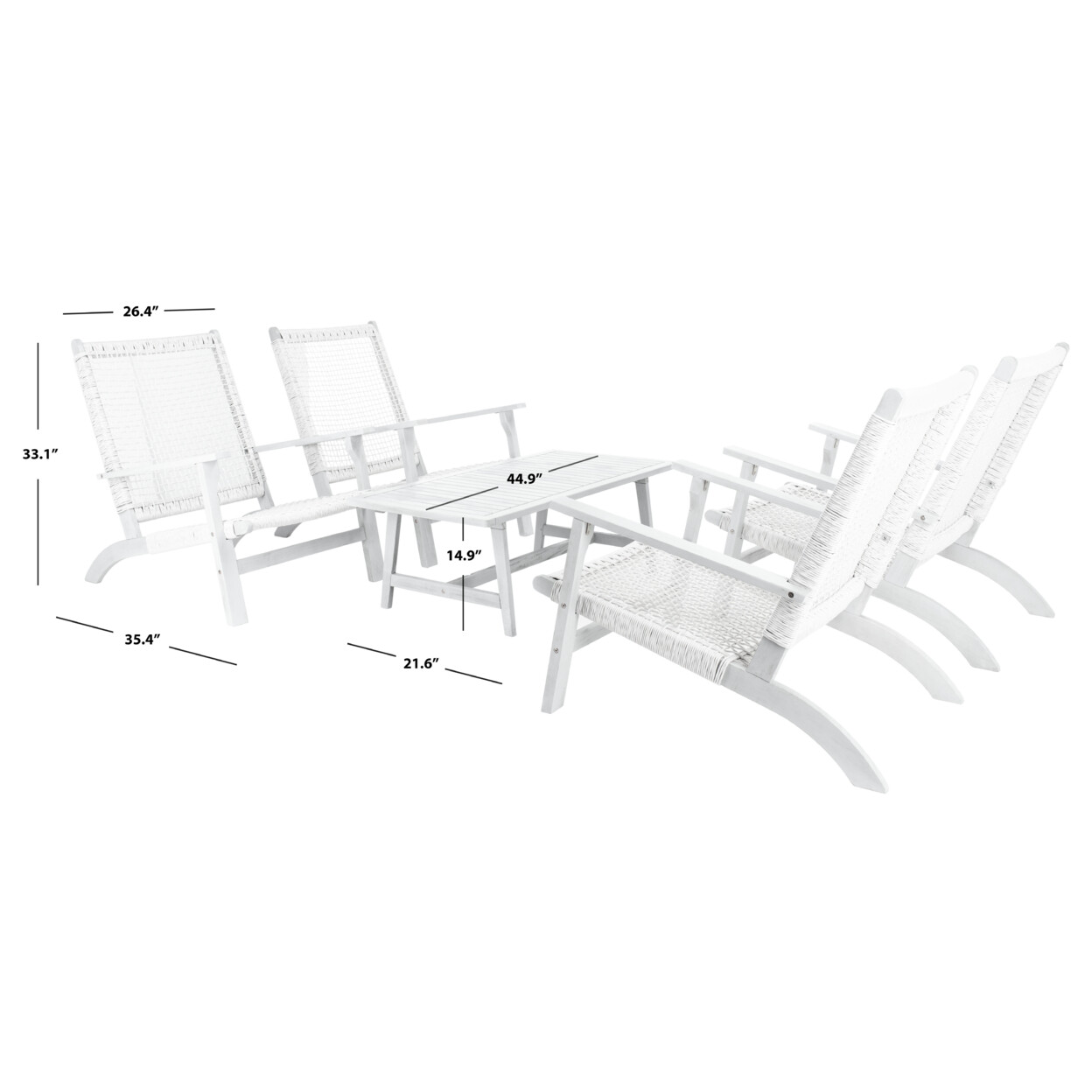 SAFAVIEH Outdoor Collection Deven 5-Piece Coffee Set | Grey / Grey |