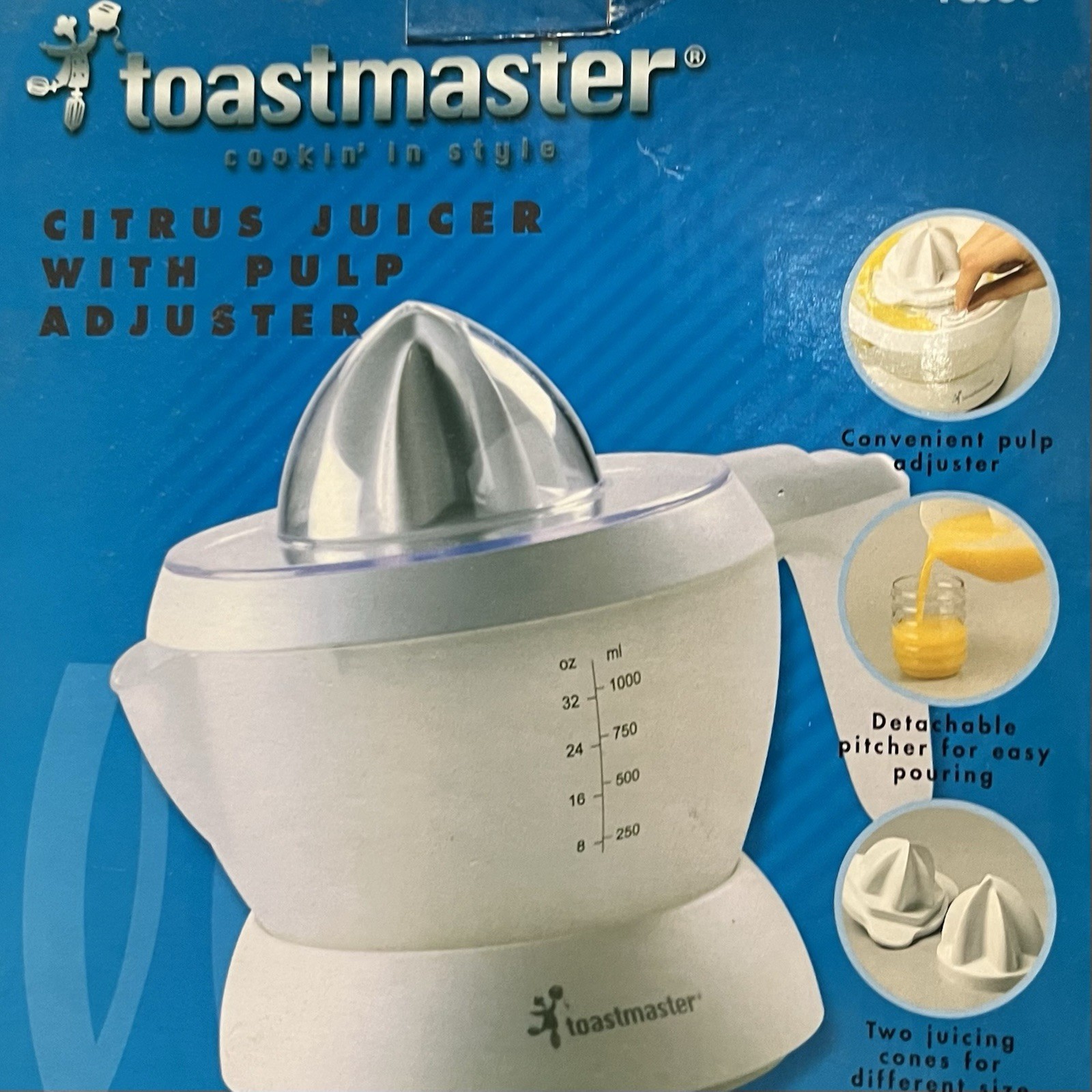 Toastmaster Citrus Orange Juicer With Pulp Adjuster Model TCJ38. Large, 38 oz