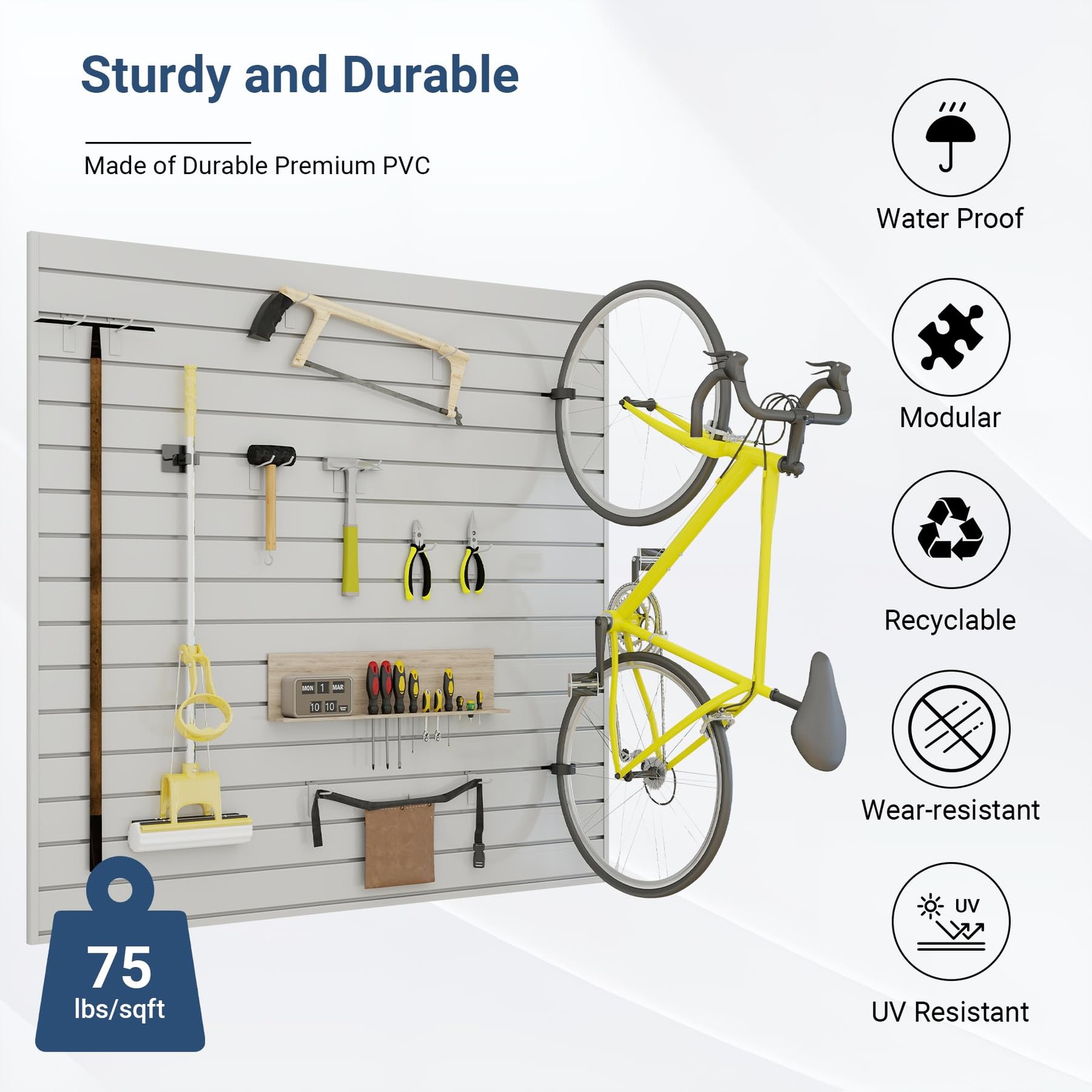Slatwall Panel 4 FT x 4 FT, Interlocking Slat Wall Paneling, Wall Mounted PVC...
