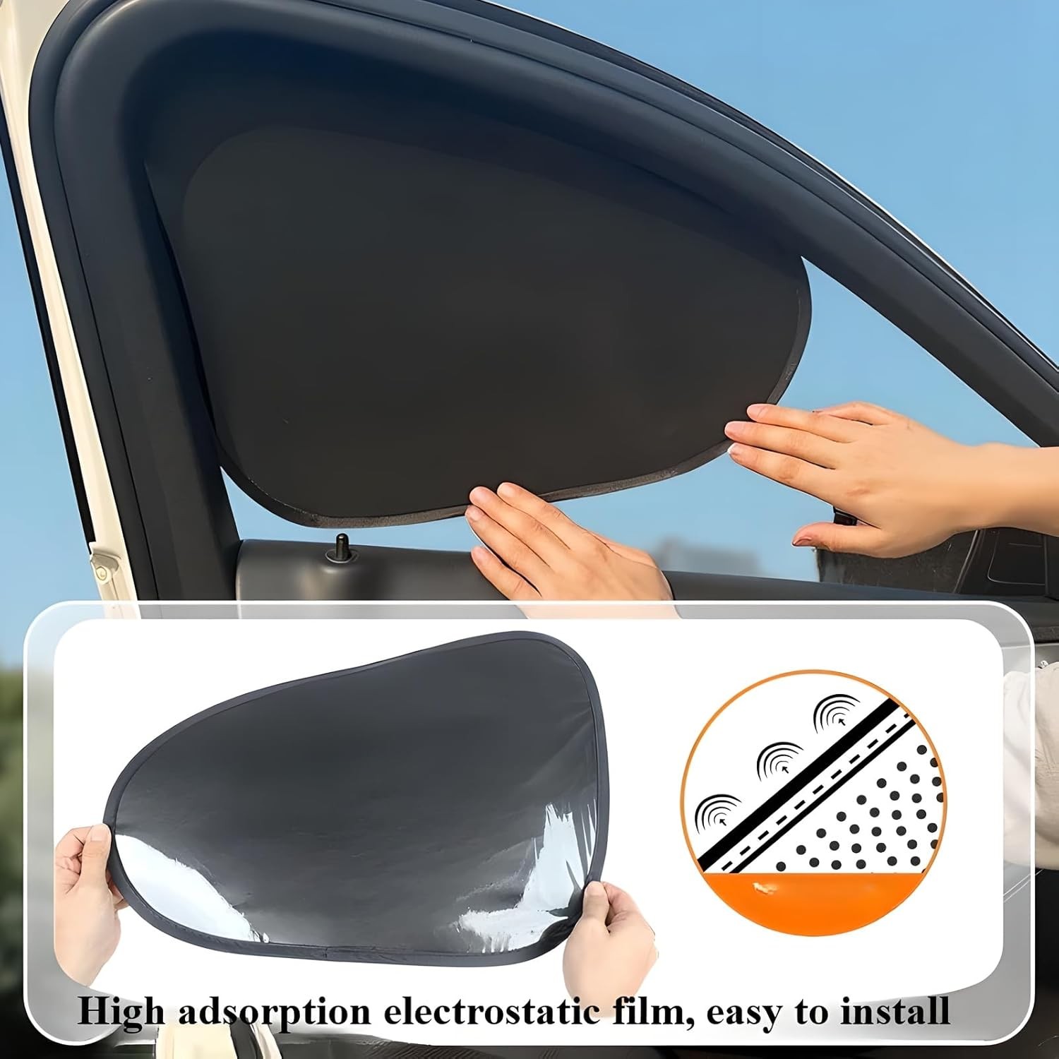 2 For Mini Cooper Car Side Window Sun Shade Static Cling UV Block Visor Extender