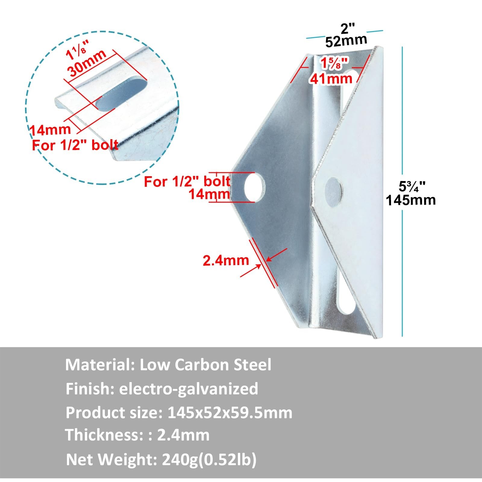 4 Pcs Solar Panel Tilt Mount Bracket for 1-5/8" Strut Channel, Pivot Hinge fo...