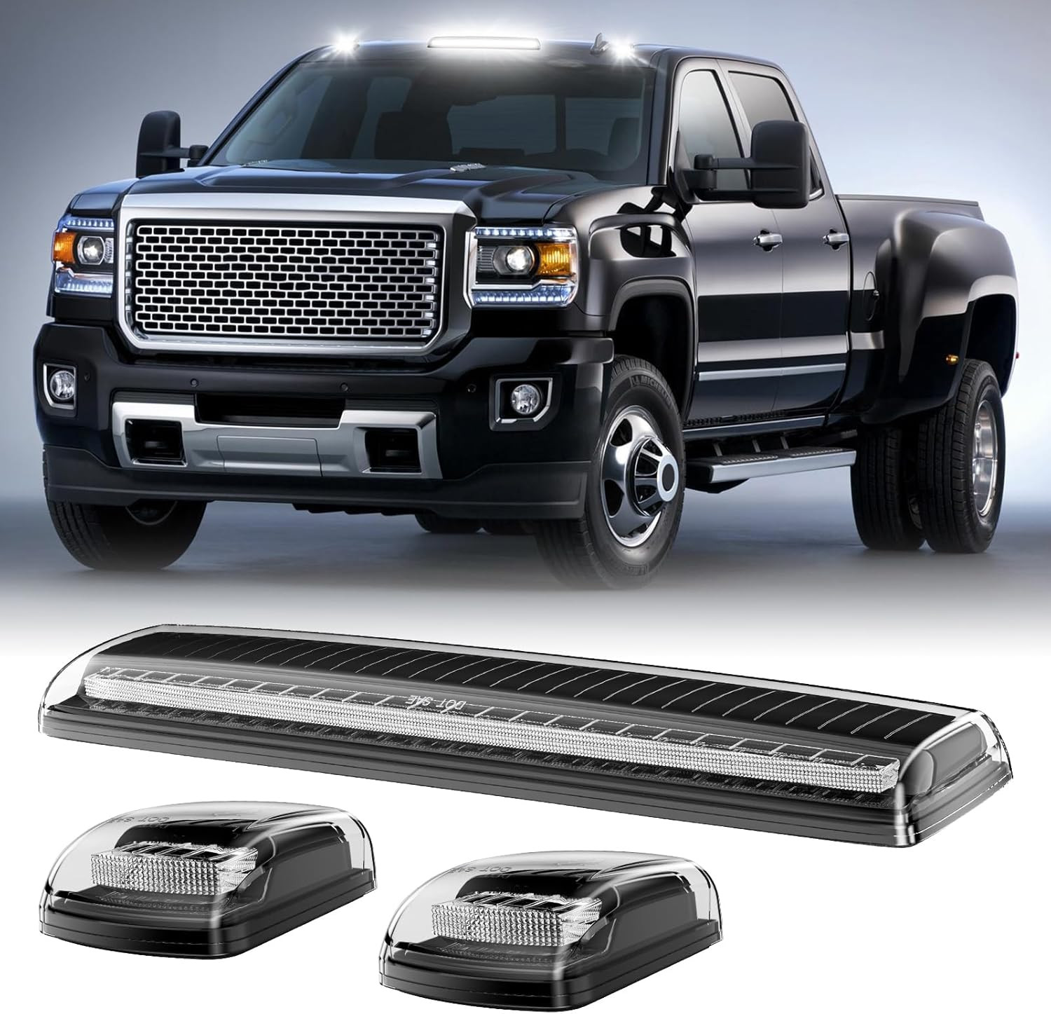 For Chevy Silverado GMC 2500HD 3500HD 2015-2019 White Cab Roof Marker LED Lights