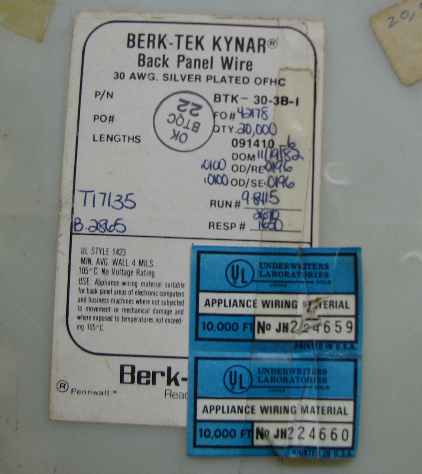 WIRE WRAP WIRE 30 GUAGE KYNAR WIRE BLUE 500' BERK-TEK
