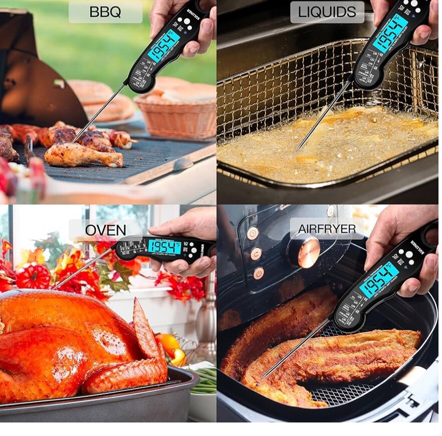Waterproof Digital Instant Read Meat Thermometer with 4.6 Folding Probe