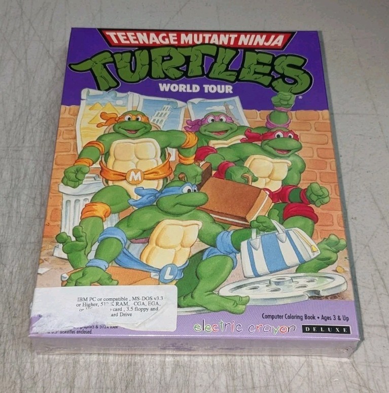 TMNT World Tour Electric Crayon Deluxe IBM 3.5" Game 1990 NEW SEALED