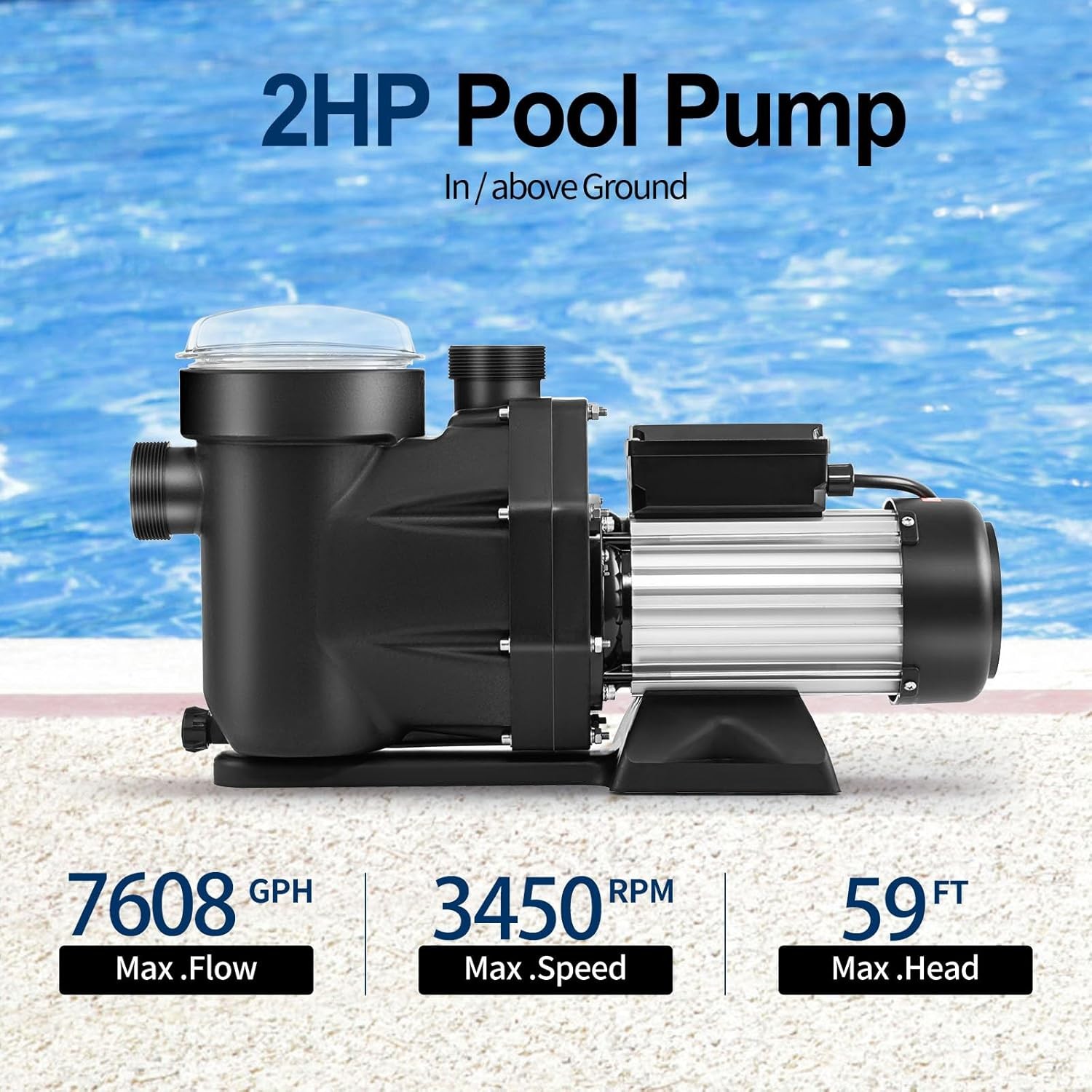 2.0HP 2-Speed Hayward Swimming Pool Pump w/Motor Strainer Basket In/Above Ground
