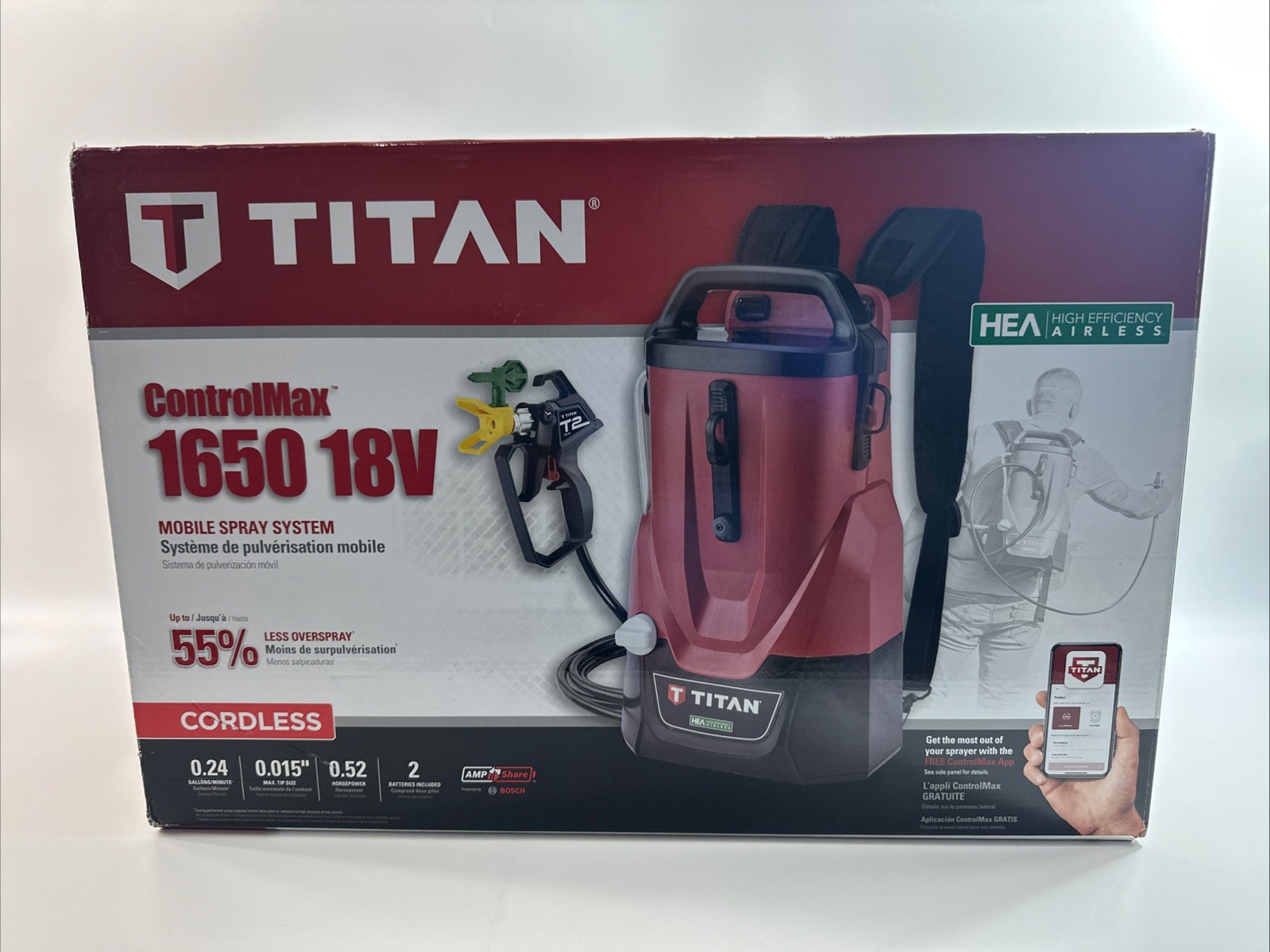 TITAN CONTROLMAX 1650 18V BACKPACK BATTERY AIRLESS PAINT SPRAYER SYSTEM
