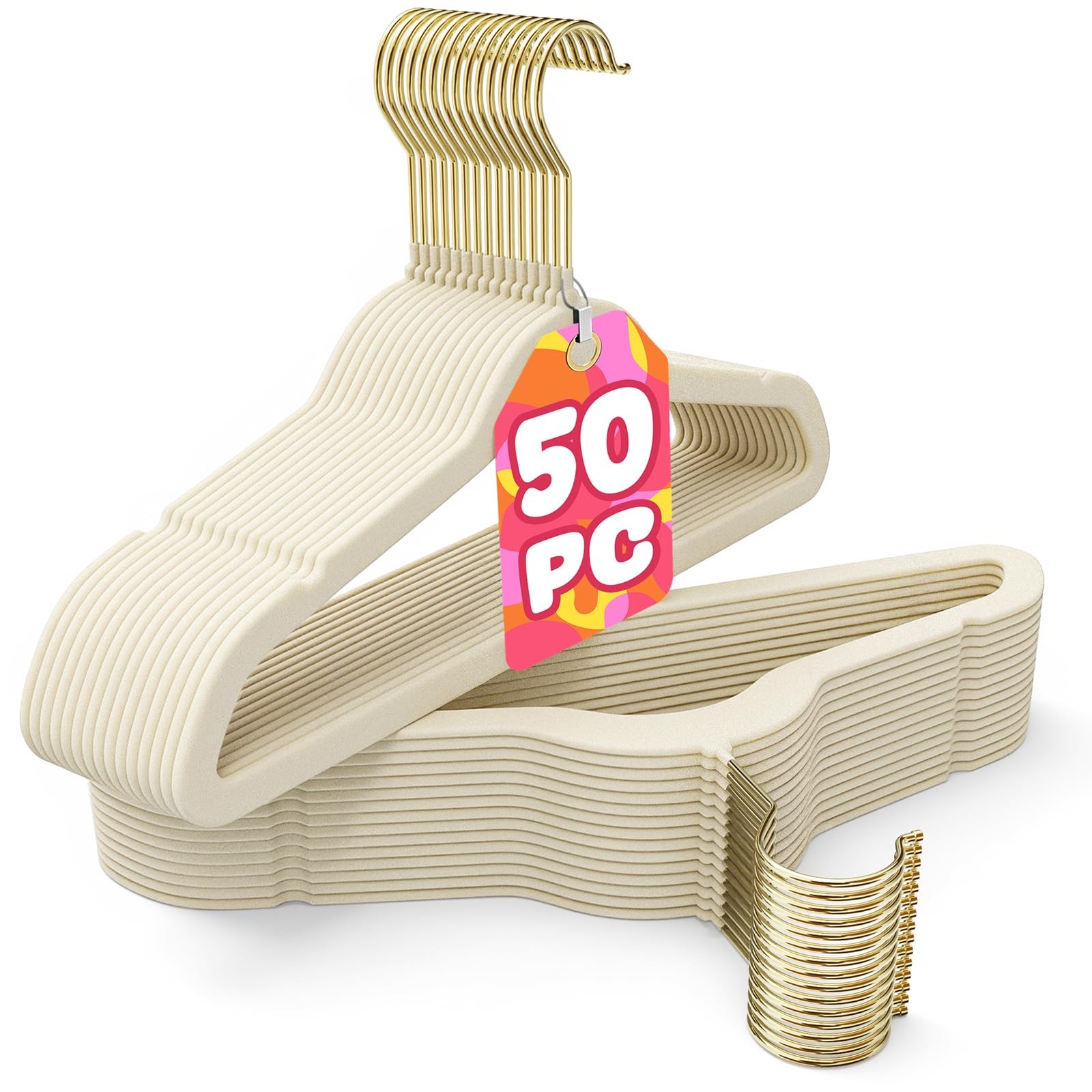 50 Pack Kids Velvet Hangers 14 Inch, Non-Slip, Ultra Slim,Space-Saving Kids H...