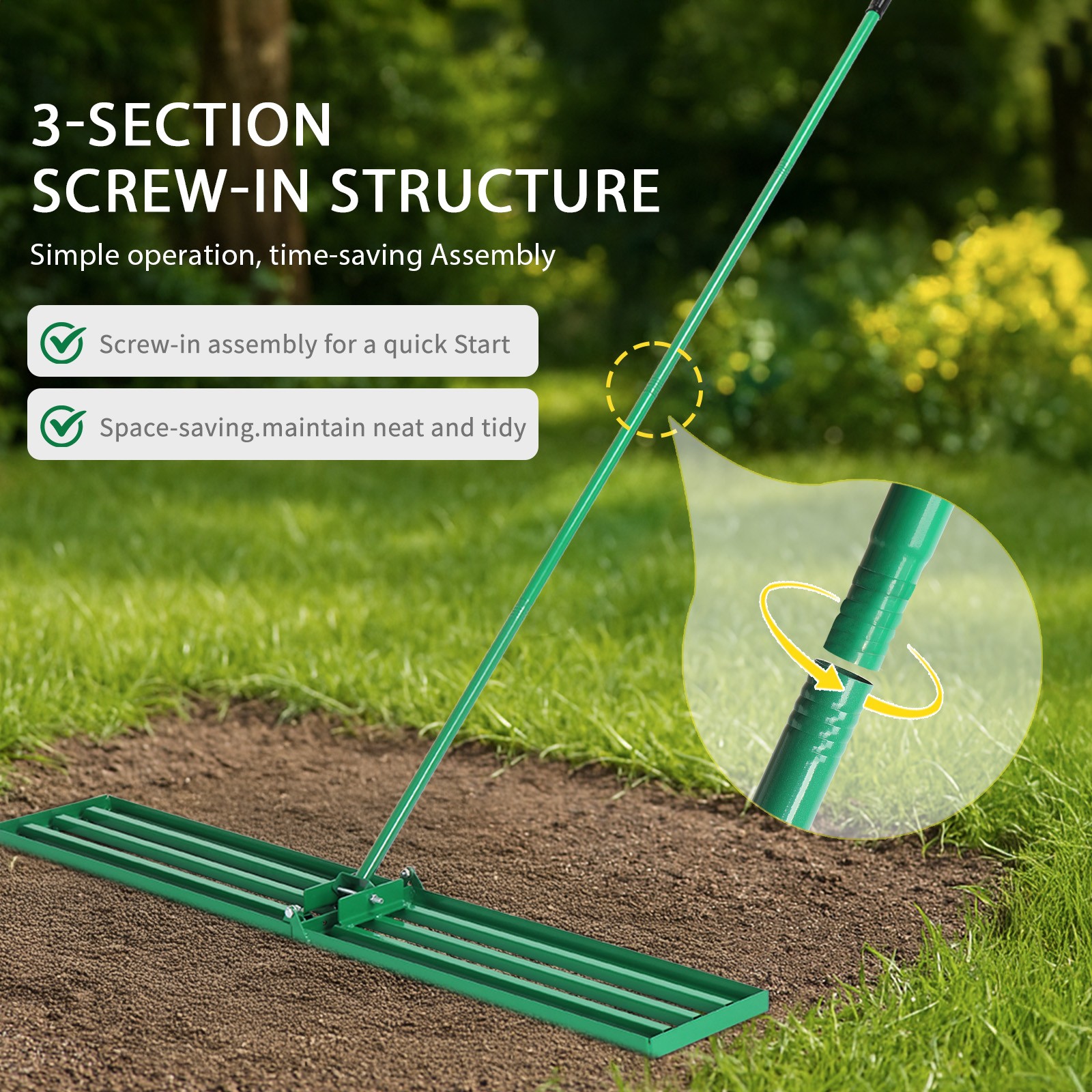 36*9.8*75inch Lawn Leveling Rake