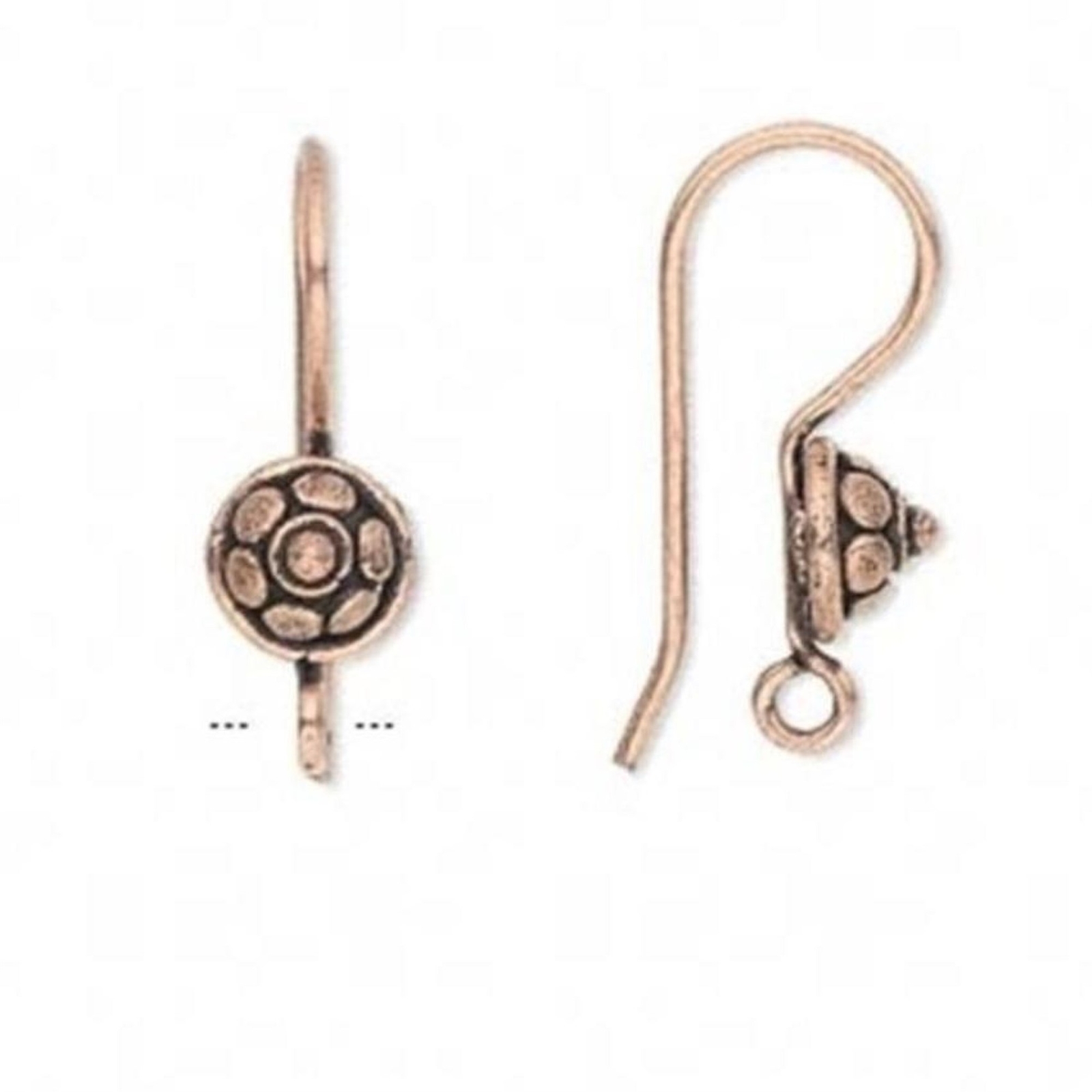 2 Ornate Antiqued Solid India Copper 18g Shield Ear Hooks Earring Findings