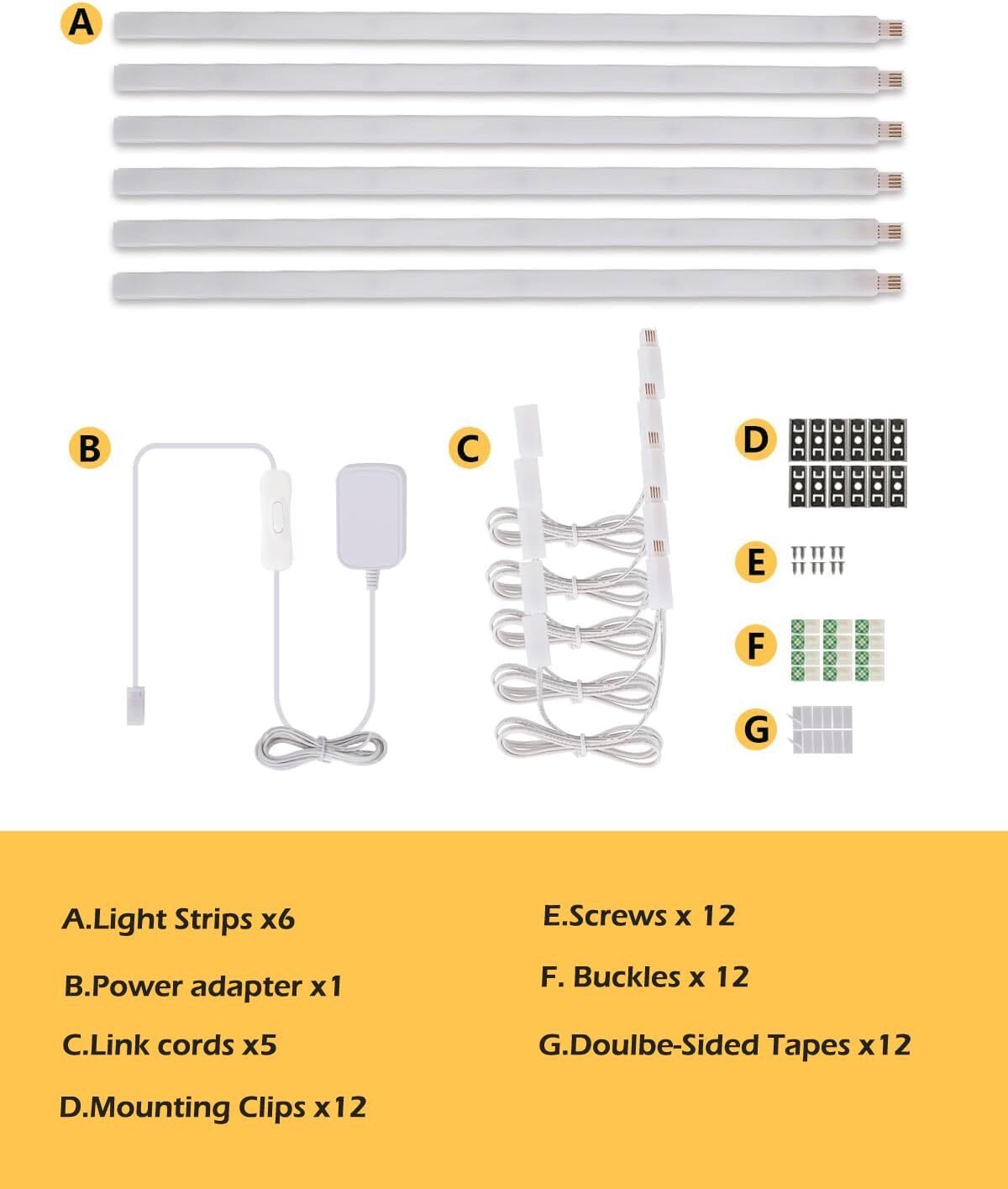 Cabinet Lighting 6pack 12 Inch Seamlessly Linkable Strip Light Bars For Cabinet