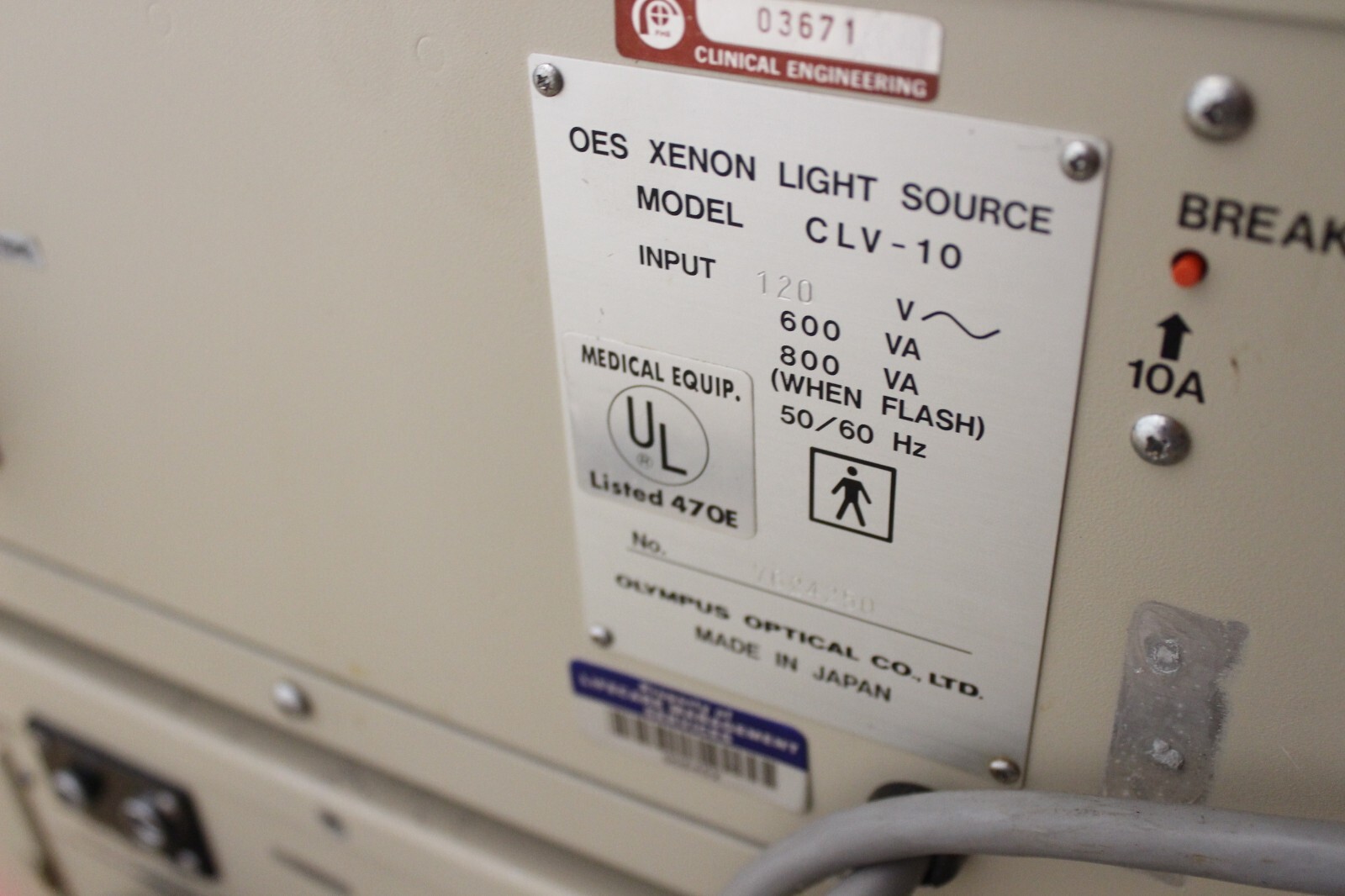 2 Used Olympus CLV-10 Xenon Light Source Sigmoidoscope with Air & Camera Coupler