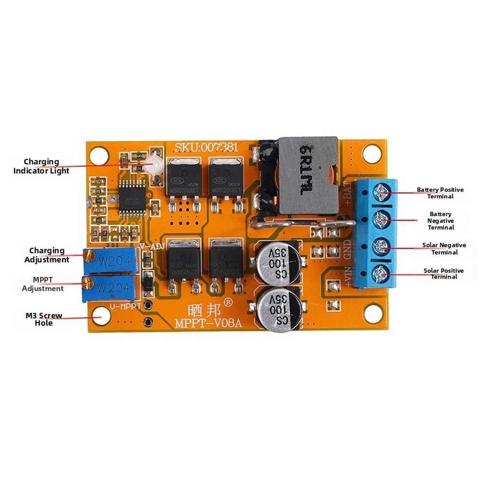 For MPPT 100W 5A Solar Charge Controller with Backflow Prevention 8-28V Range