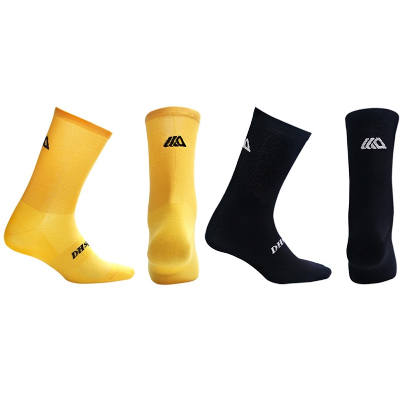 2Pairs Cycling Socks Pro Road Riding Bicycle Bike Sport Ankle Socks Black Yellow