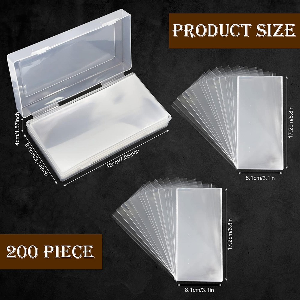 200-PACK CURRENCY SLEEVES W/ CASE US Dollar Paper Bill Money Holders Protector