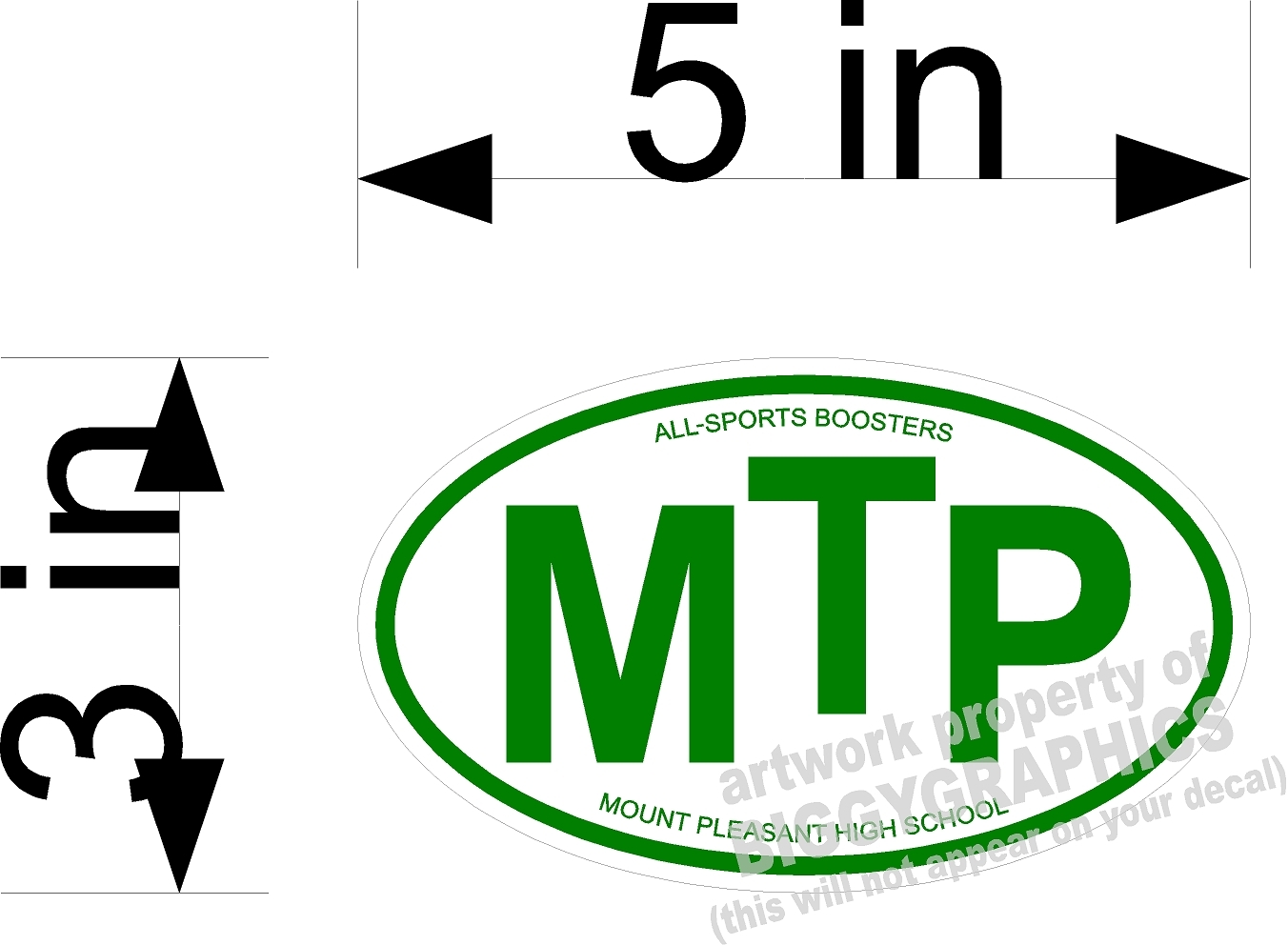 3" x 5" CUSTOM VINYL DECALS OVALS FOR CAR WINDOW FUNDRAISER SPORTS SCHOOLS  50
