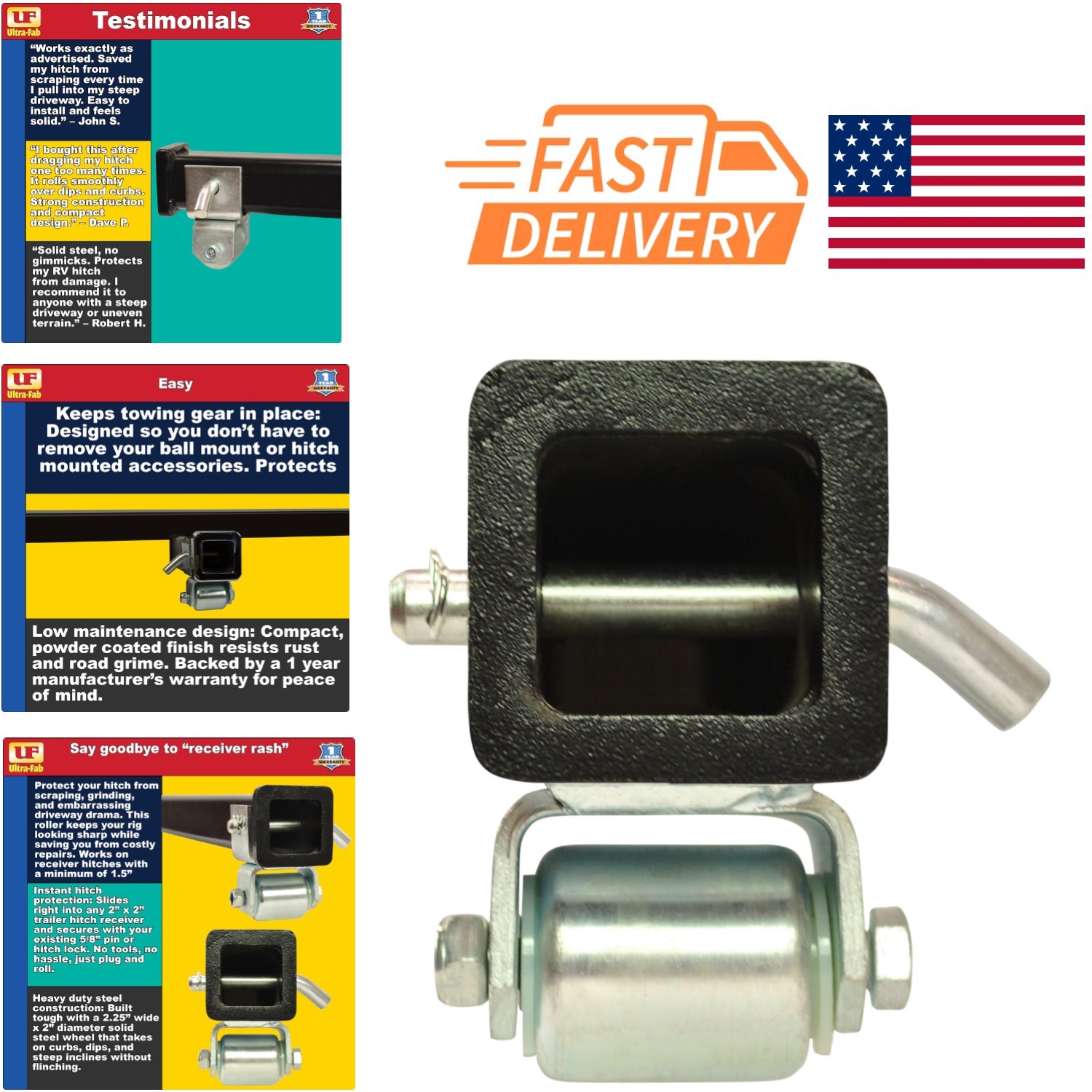 Skid Roller Receiver Mount Protector for Trailer Hitch Universal Fit Alloy Steel