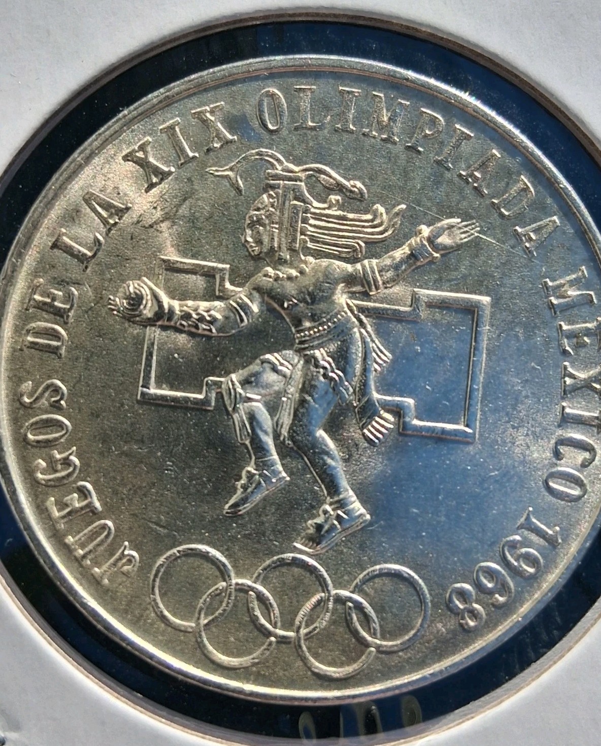 1968 Mo 720 Silver 25 Pesos Olympic Coin Dancing On 5 Rings Perfect Formation!
