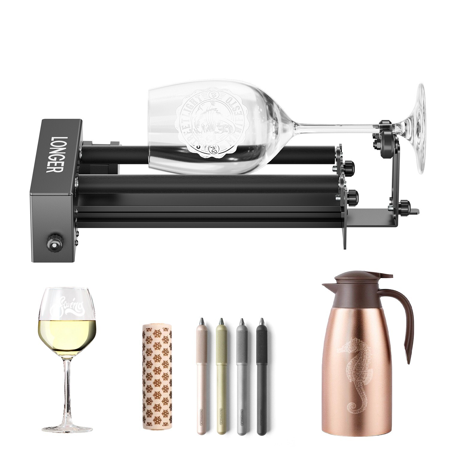 Longer Laser Rotary Roller Kit Y-axis Engraver Attachment 360° Rotation DIY Tool