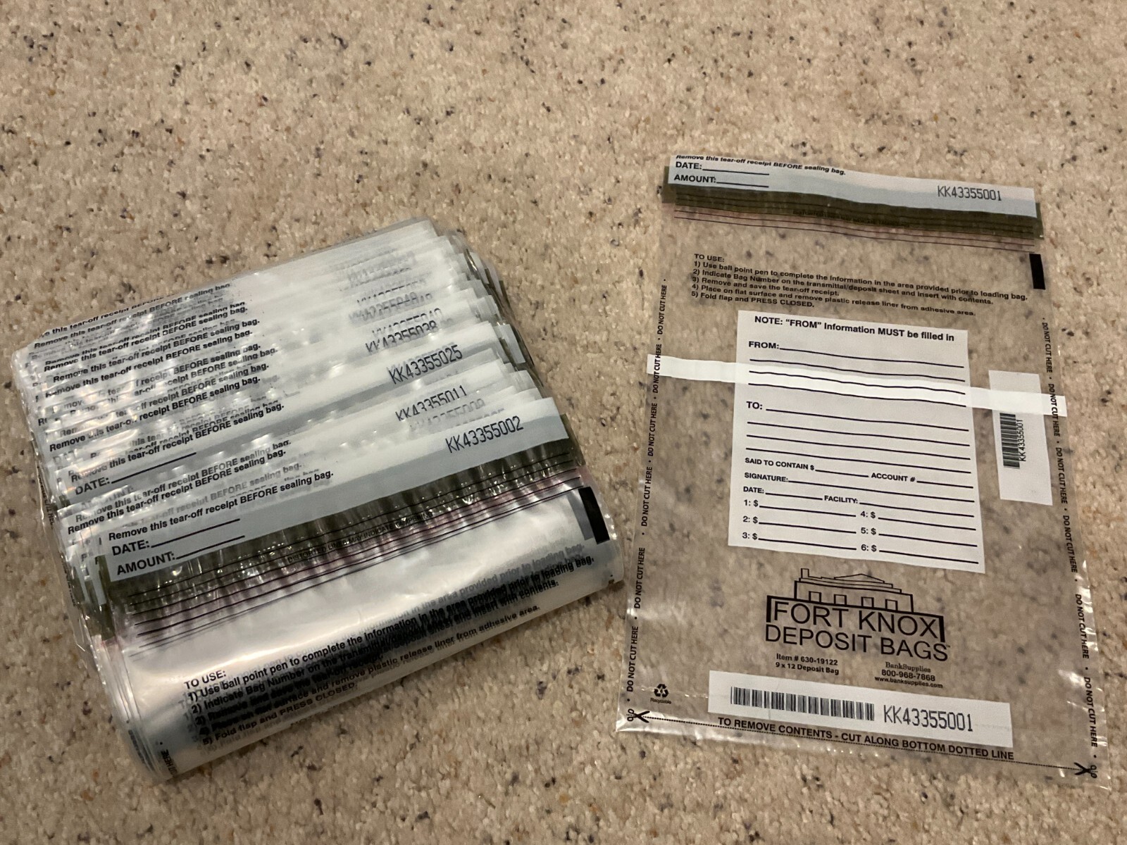 New Sealed Clear Deposit Bags 9 X 12 Pack of 100 Fort Knox #630-19122