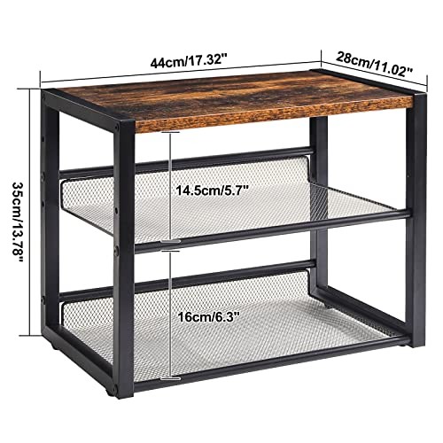 Desktop Printer Stand, 3 Tiers Desk Organizer with Adjustable Rustic Brown