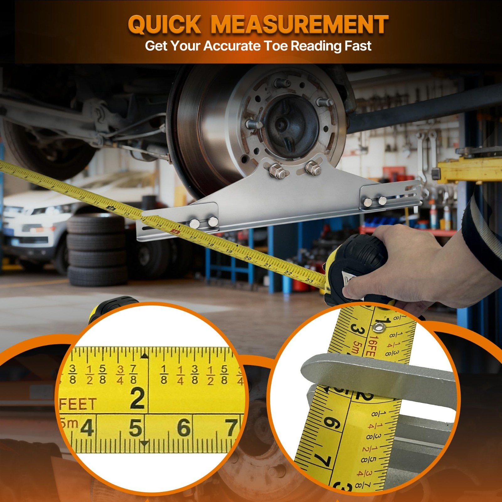 Toe Alignment Tool with 2 Tape Measures & Digital Angle Finder - Accurate Wheel