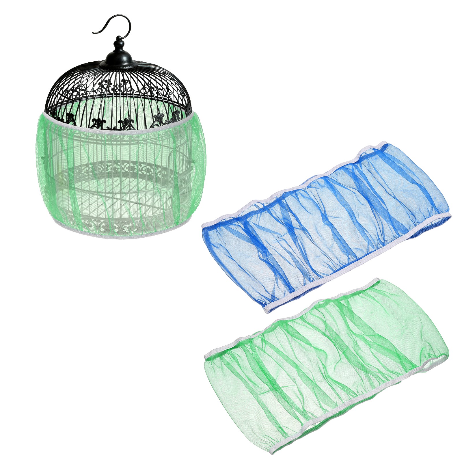 Bird Cage Seed Catcher 14 Inch Bird Cage Net Cover Blue/Green XL 2Pcs