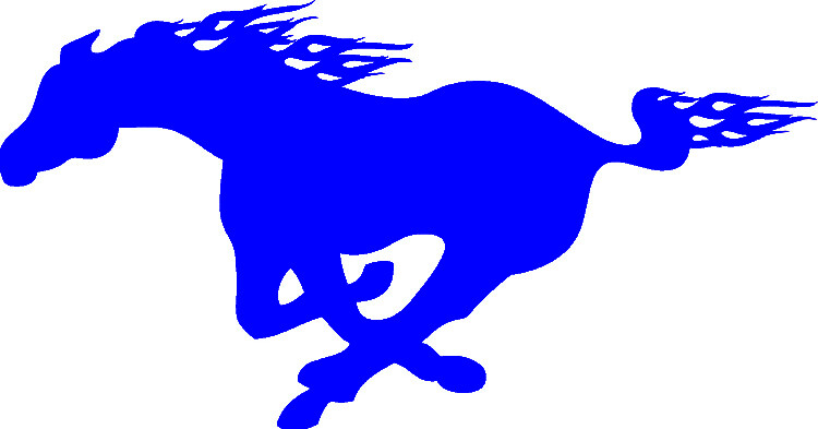 Blue Mustang Mascot Birthday ~ Edible 2D Fondant Cake Cupcake Topper ~ D24643