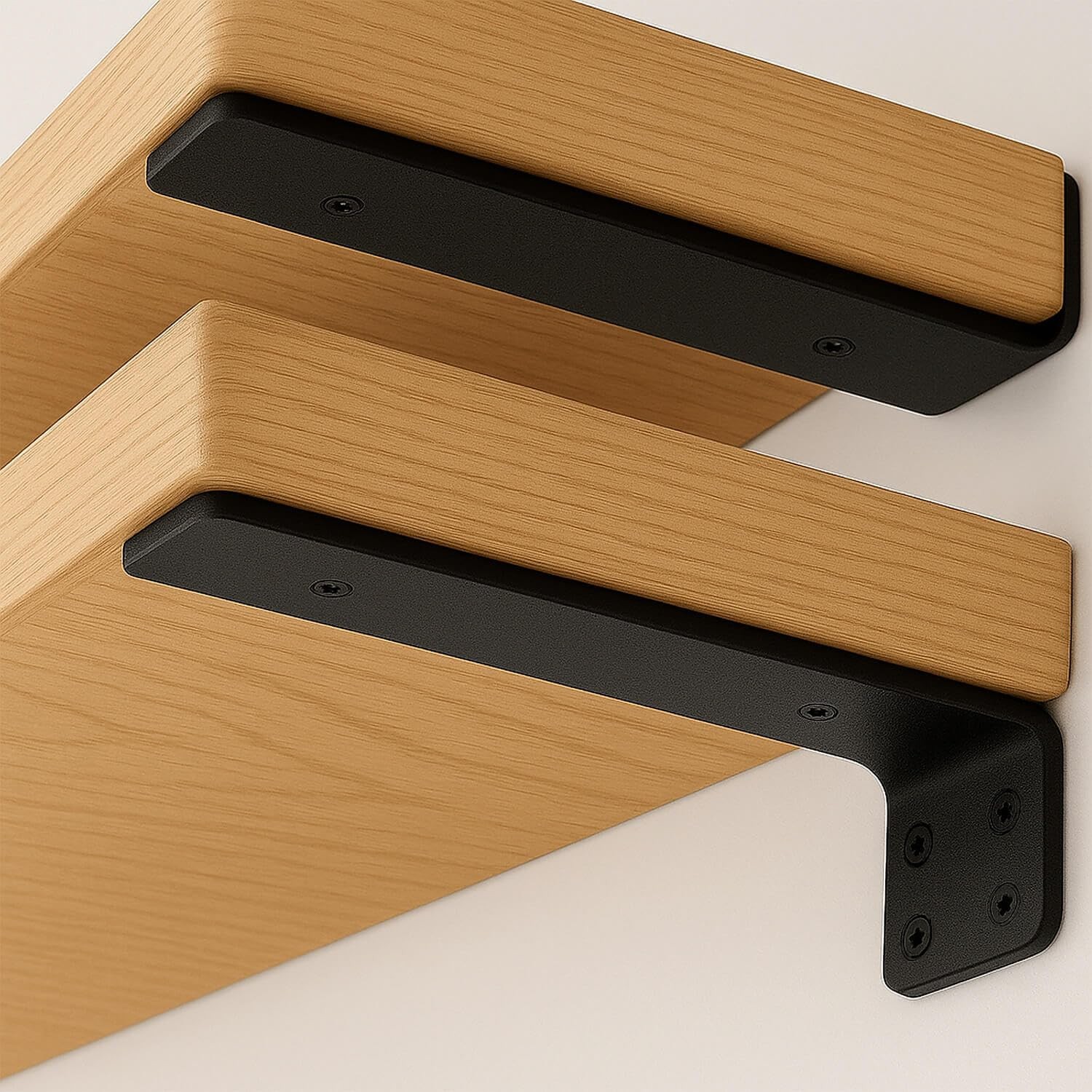 Floating Shelf Bracket 6 Inch of 4 Pack Heavy Duty Shelf Brackets Black Coate...