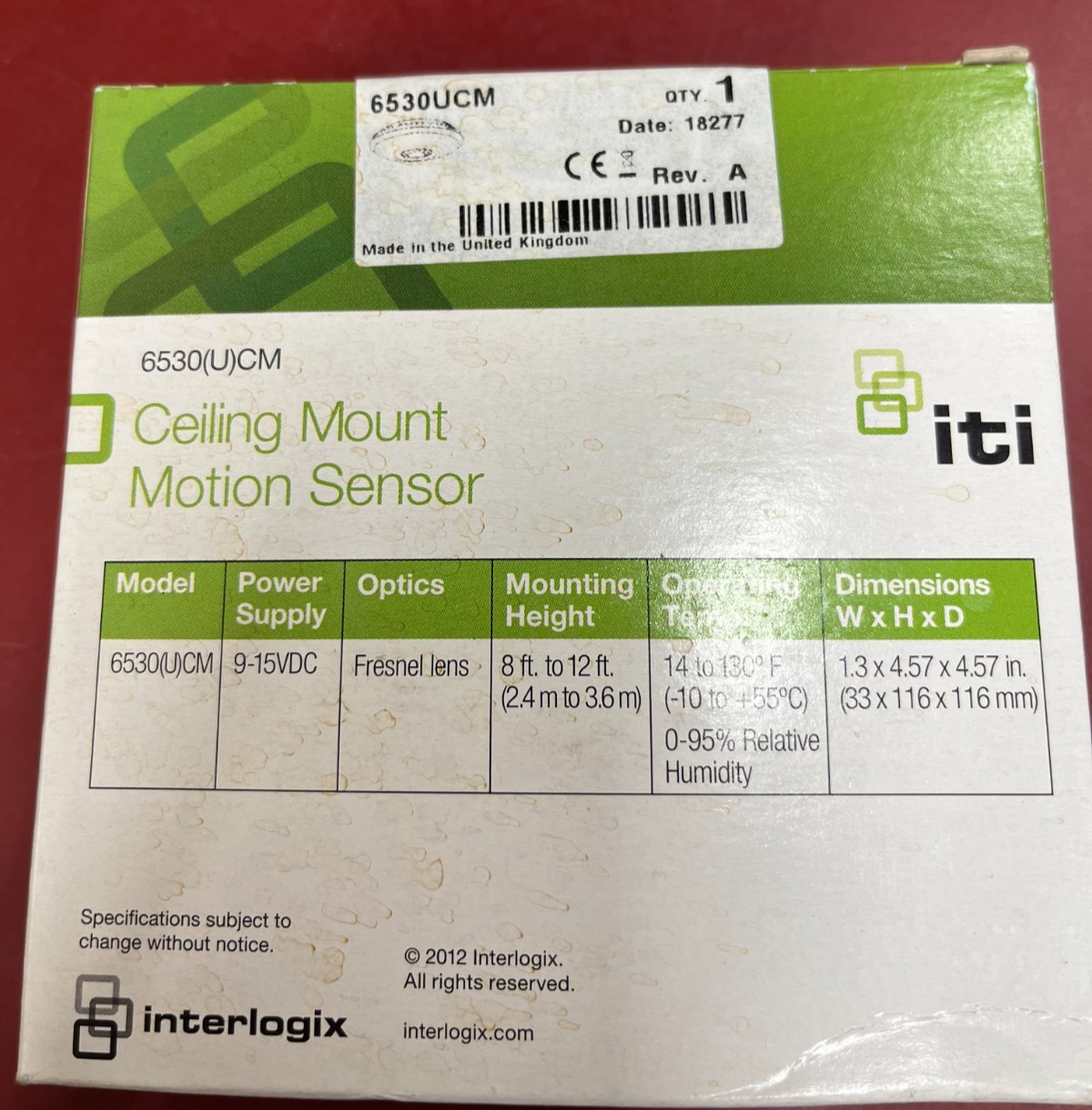 INTERLOGIX 6530UCM CEILING MOUNT MOTION SENSOR NOS