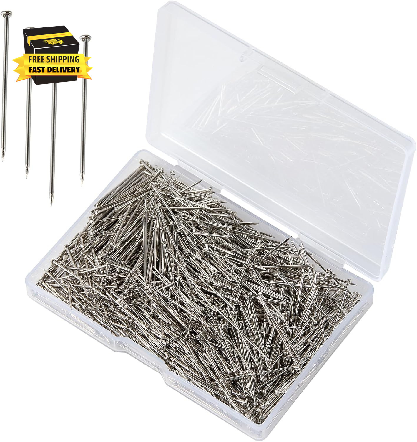 500Pcs Flat Head Sewing Pins, 1 Inch Straight Pins for Fabric, Heavy Duty Stainl