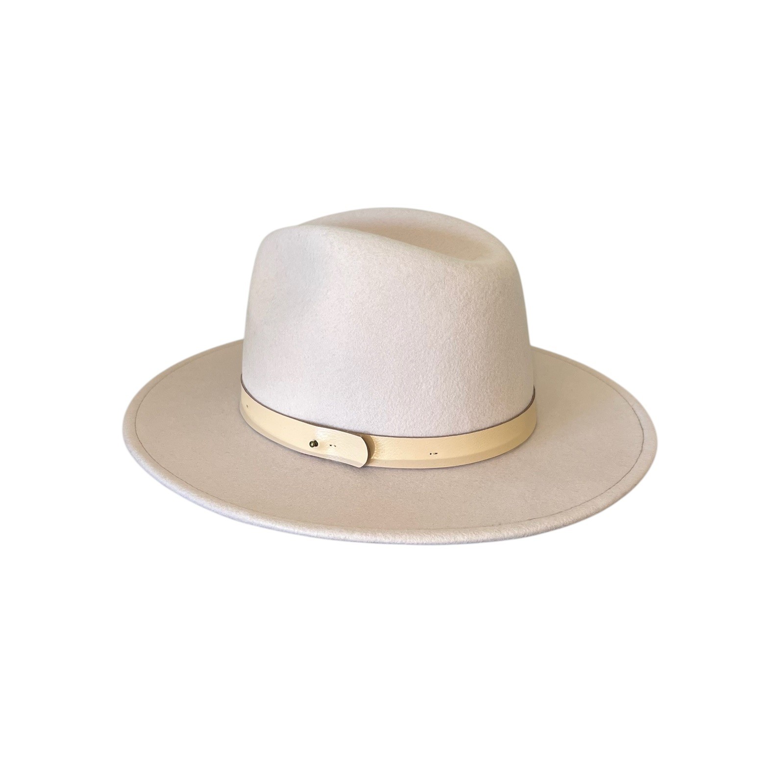 Gigi Pip Shiloh Tall Fedora hat blush pink nude leather trim size 57 S/M