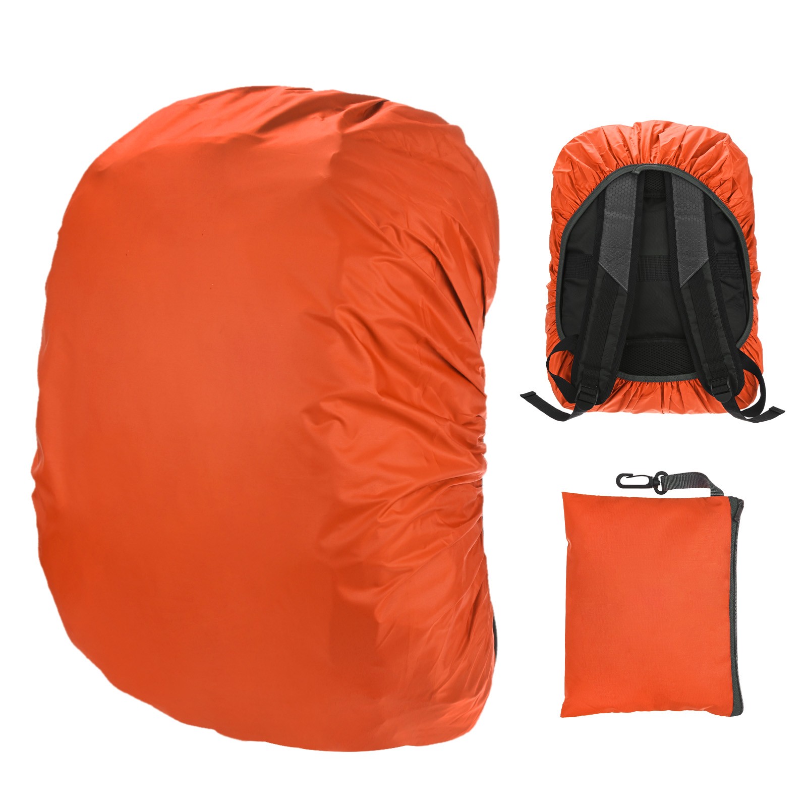 Waterproof Backpack Rain Cover, 30L-40L Backpack Cover [Orange]