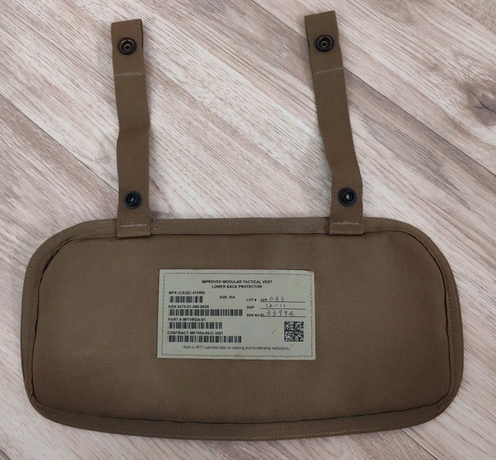 IMTV/PC COYOTE IMPROVED MODULAR TACTICAL VEST CARRIER LOWER BACK PROTECTOR