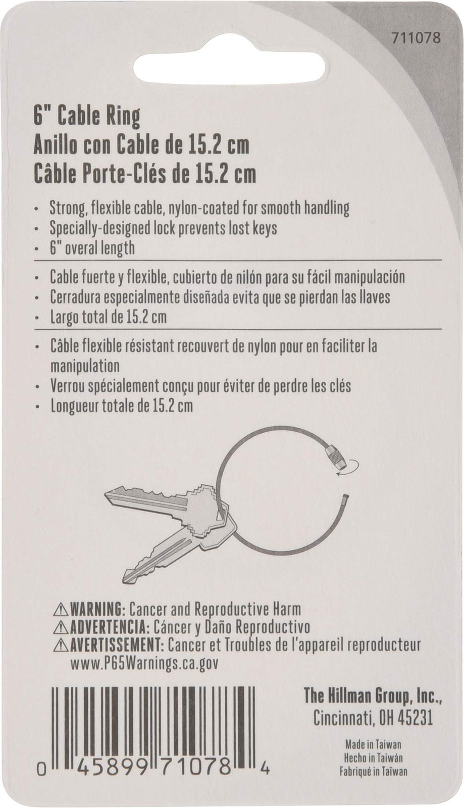 Cable Ring 6" with Lock, Steel, 1 Pack