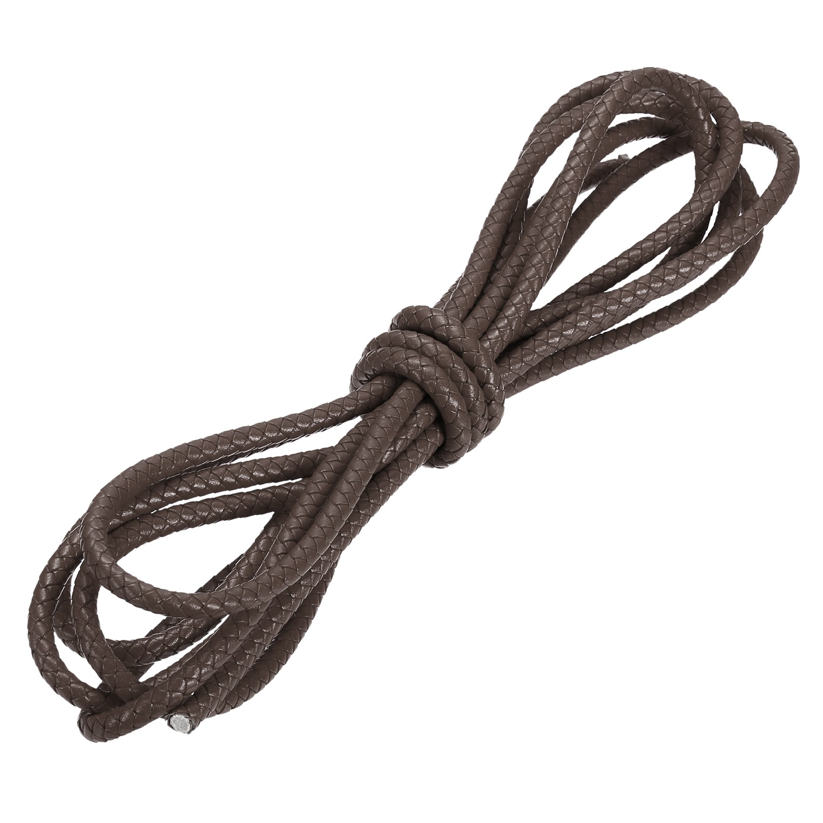 6mm Braided Leather Cord Round Braided Faux Cord, Dark Brown, 3.3 Yard